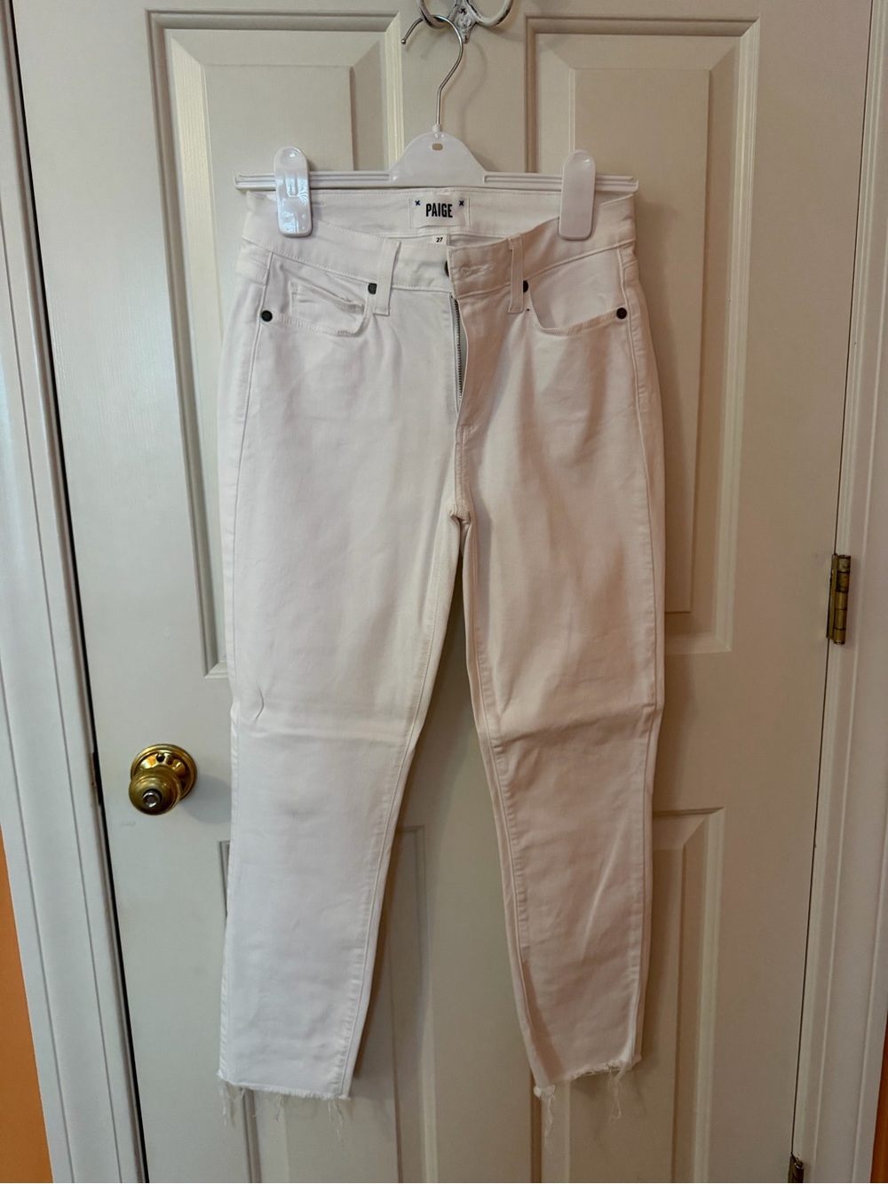 PAIGE White Mid-Rise Straight Jeans Ankle length 27